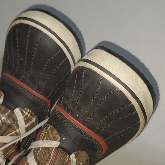 Sorel Tivoli Brown Plaid Lined Lace up Sz. 7 Winter Duck Boots - Picture 4 of 7